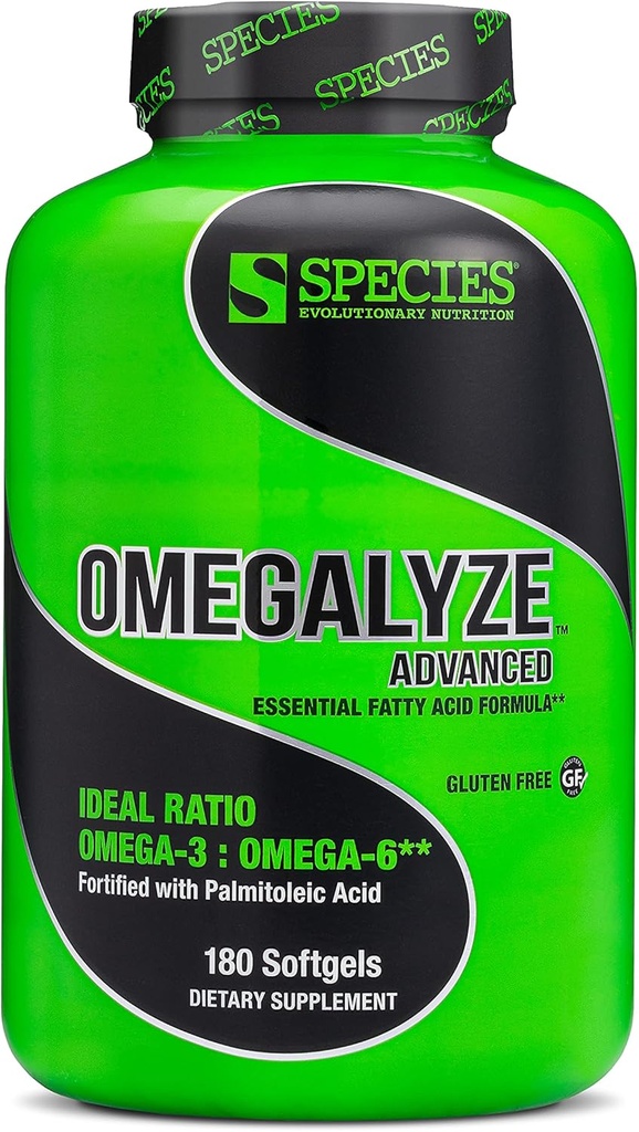 Espèce Nutrition Omégalyze Suppléments de soutien, Formule essentielle d'acide gras, Supplément pour aider à maximiser la récupération, Oméga 3,6 et 7 Formule 180 Capsules