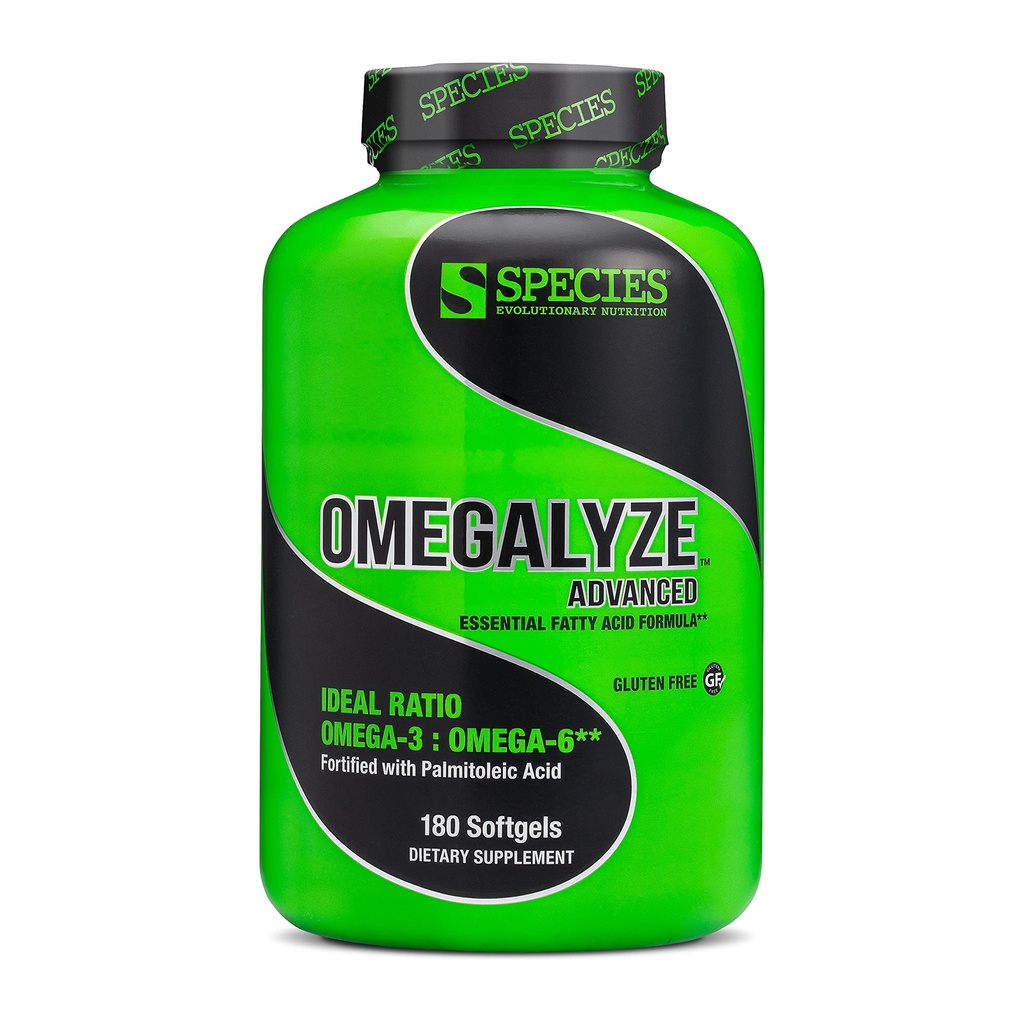 Espèce Nutrition Omégalyze Suppléments de soutien, Formule essentielle d'acide gras, Supplément pour aider à maximiser la récupération, Oméga 3,6 et 7 Formule 180 Capsules