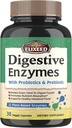 Enzymes digestives Plus Probiotiques et Prébiotiques, 22 Enzymes digestives avec Amylase, Protease, Lactase et plus, Force maximale, pour Digestion saine, Vegan, Non-OGM, 30 Caps