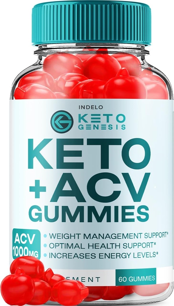 Keto Genesis ACV Gummies Gommies avancés 1000mg, Genesis Keto + ACV Gestion du poids Gummies Cider de pomme Vinegar Genesis Supplément alimentaire Genesis Gummies Avis Vitamine B12 B6 (60 Gummies)