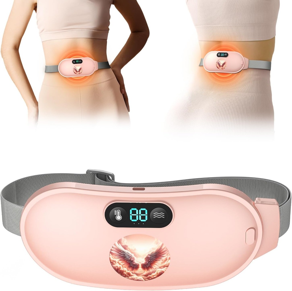 Plaque de chauffage pour les crampes d'époque, Chauffage rapide avec 6 niveaux de chaleur et 6 modes de massage, Plaque de chauffage menstruelle portable, masseur d'époque Belly pour les femmes et les filles, Rose