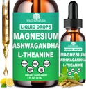 2 Pack Supplément Cortisol avec Magnésium L Theanine Ksm-66 Ashwagandha Vitamine K2 B6 D 3 Supplément, Magnésium liquide pour Cortisol Réduisez le gestionnaire de détox, Relaxation calme et Hormone équilibrée