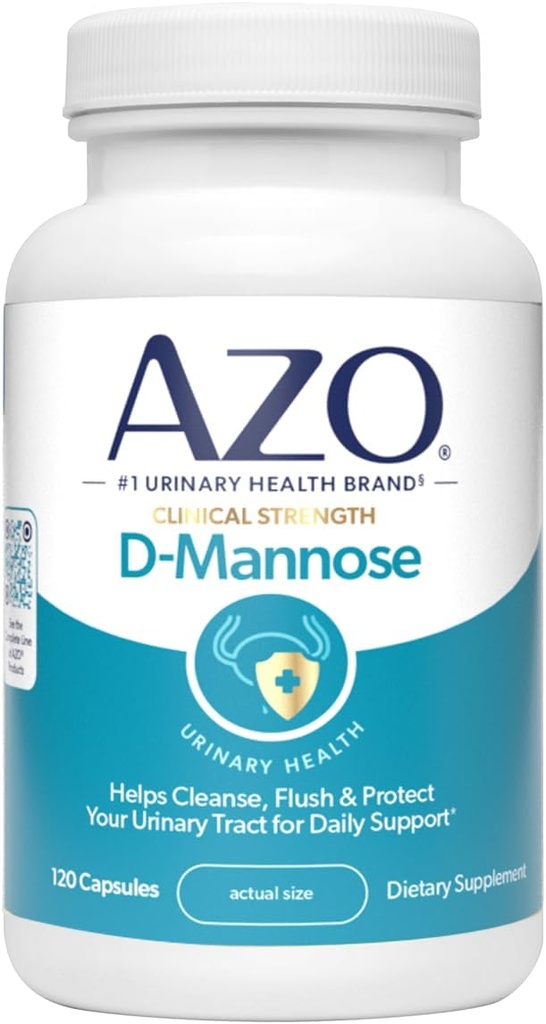 AZO D Mannose Tract urinaire Santé, nettoyage, flush et protéger le tract urinaire, pharmacien no 1 Marque recommandée, force clinique, non-OGM, 120 Nombre