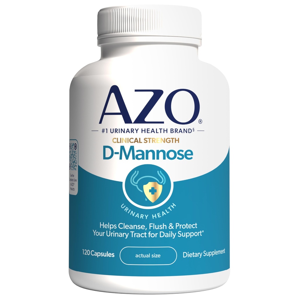 AZO D Mannose Tract urinaire Santé, nettoyage, flush et protéger le tract urinaire, pharmacien no 1 Marque recommandée, force clinique, non-OGM, 120 Nombre