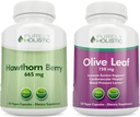 Berry Hawthorn purement holistique 665mg + Extrait de feuille d'olive 750mg Bundle + 270 Capsules Vegan - Fabriqué aux États-Unis