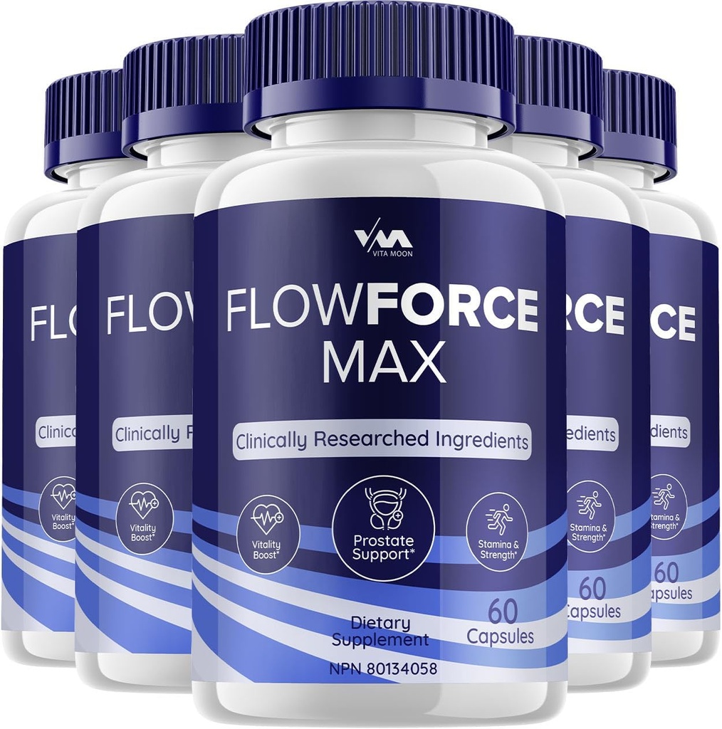 (5 Pack) FlowForceMax Capsules de support de la prostate - Supplément de la force de débit Max Pills, résistance maximale, nouvelle formulation de multivitamine améliorée, FlowForceMax Reviews, 300 Capsules