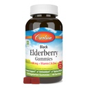 Carlson - Gummées de mûrier noir, avec vitamine C et zinc, soutien immunitaire, 120 Gummées
