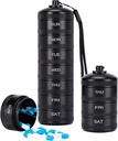 XHT Premium Organisateur hebdomadaire de pilules métalliques 7 jours 2 fois par jour – Imperméable AM PM Organisateur de pilules Cas de voyage, support de pilules lourdes et boîte à pilules pour la médecine, les vitamines, l'huile de poisson et les suppléments