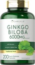 Carlyle Ginkgo Biloba Pills: 6000mg: 200 Capsules avec extrait de Bacoba.