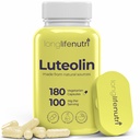 Supplément Luteolin 200mg - 180 Capsules végétariennes, 3-Mois d'approvisionnement - Renforcer la fonction cognitive et la santé globale - Testé en laboratoire, Fabriqué aux États-Unis, 2 tailles de portion