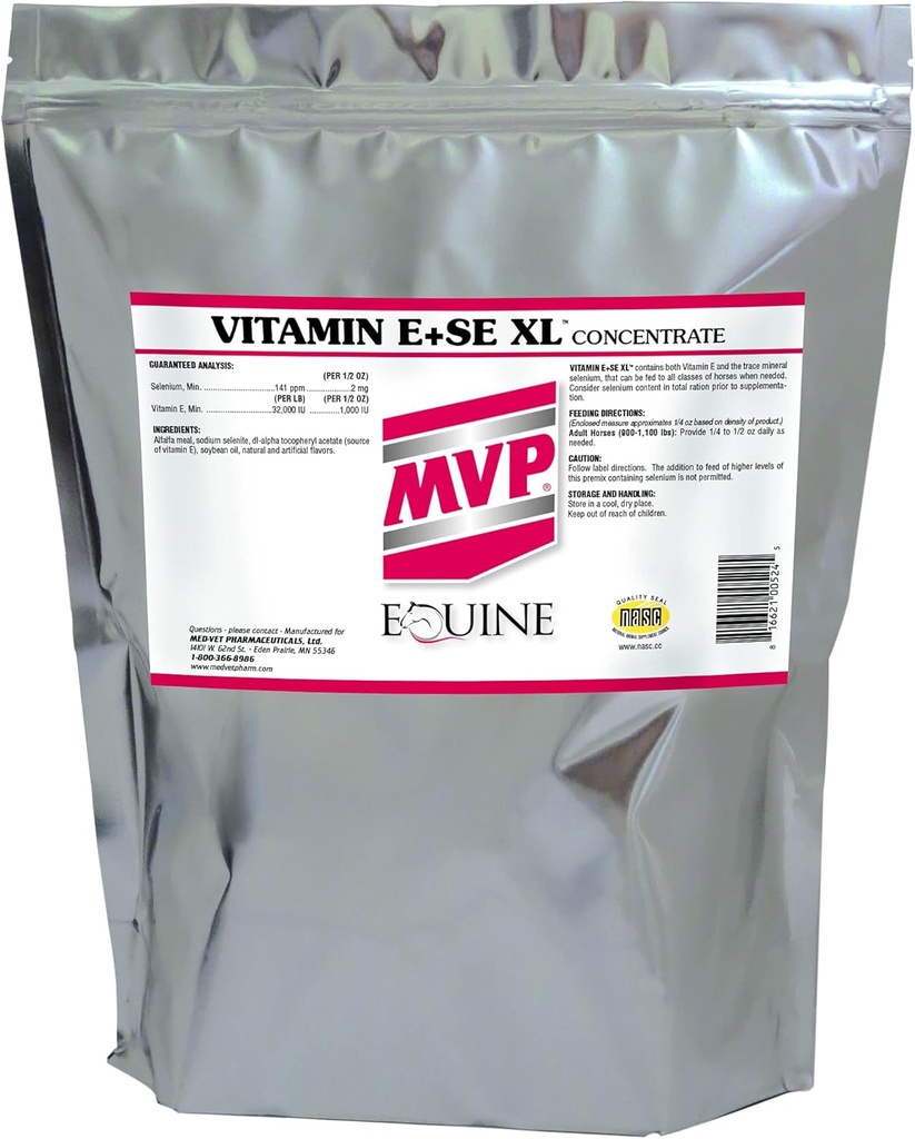 Vitamine E/SE XL (10lb) Formule concentrée pour soutenir la fonction musculaire saine chez les chevaux