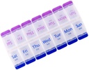 Organisateur de pilules 7 jours, boîte à pilules 2 fois par jour AM PM Cas de pilules, contenant hebdomadaire de pilules Boîte de médecine de voyage portable pour les vitamines et suppléments (Blue-Purple)