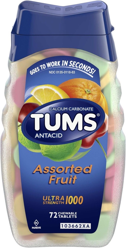 Tums Calcium Rich Ultra Strength 1000 - Fruits assortis - 86 comprimés