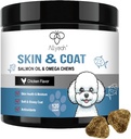 Omega 3 Huile de poisson pour chiens, supplément d'huile de saumon et de manteau pour chiens Altergy Relief, traitement sec et démangeaison de peau, anti-allergie Chews - Dog Anti Shedding Treats - Shiny Coats - EPA & DHA