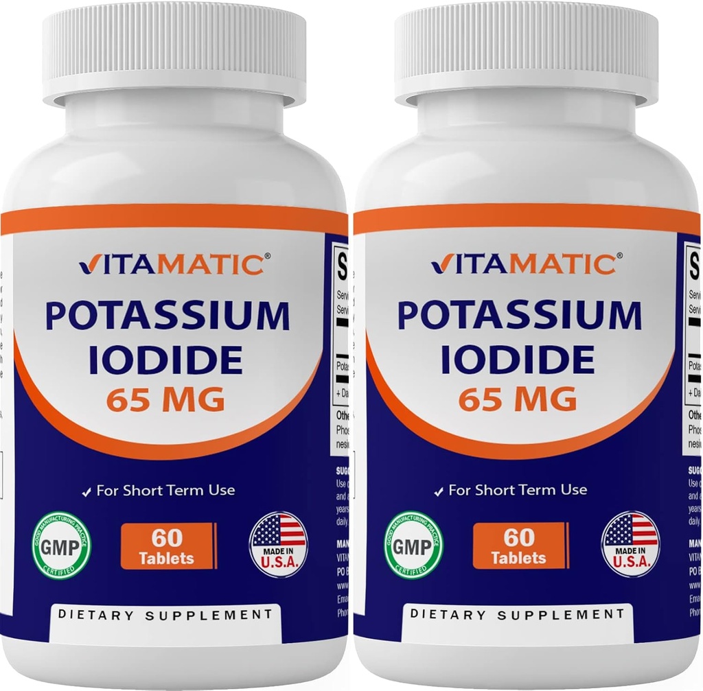 Iodide de potassium vitamatique 65 mg par portion - 60 comprimés - support thyroïdien - pilules KI (60 Nombre (paquet de 2))