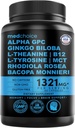 12-en-1 Ginkgo Biloba Nootropic pour le soutien, la mémoire et la focalisation du cerveau - B12, Alpha GPC, L Theanine et Suppléments Choline avec Bioperine non caféiné 1321mg (60ct)