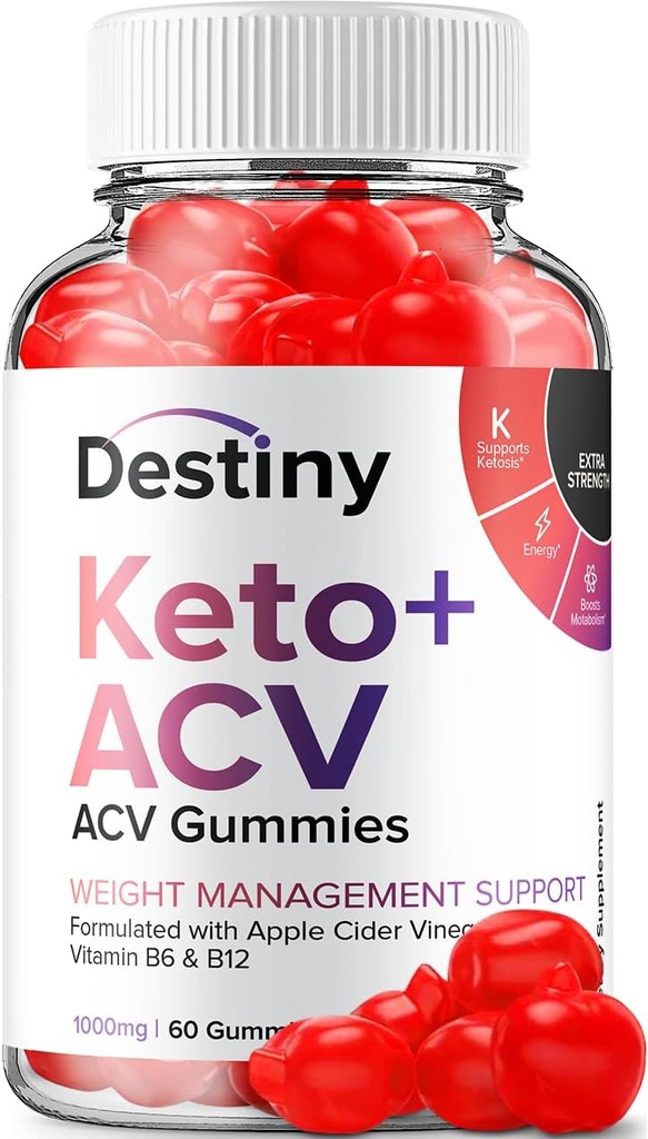 Destiny Keto ACV Gummies - Formule avancée Destiny Keto Plus ACV Gummies, Gestion du poids, Destiny ACV complément alimentaire Hommes Femmes (60 Gummies)