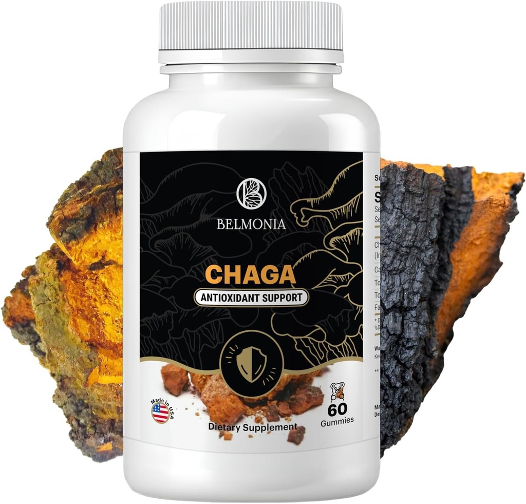 Gommies de champignons de Chaga — Supplément de soutien immunitaire antioxydant - Supplément de champignons diététiques - 60 Gommies - Fabriqués aux États-Unis - Shrooms for Health - Organic Vegan Frendly
