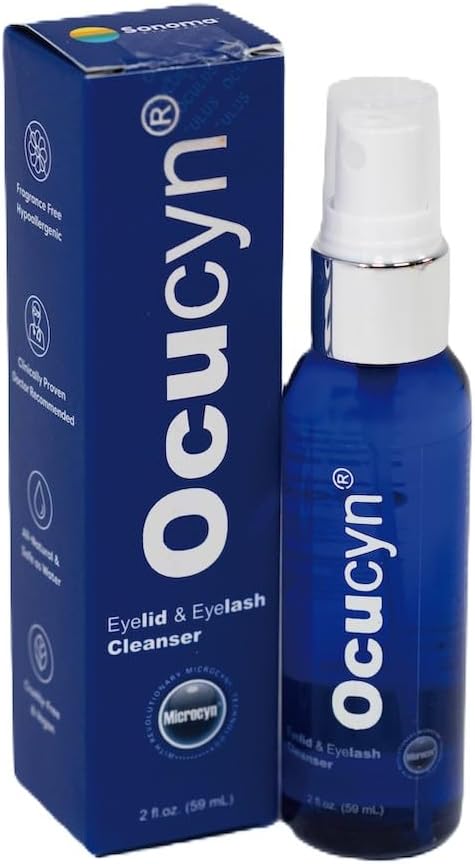 Ocucyn Daily Eyelid Cleanser, All-Natural and Pure Hypochlorous Acid Spray Nettoie doucement les paupières, traitez les symptômes de la blepharite, les yeux secs, l'irritation des yeux, idéal pour une utilisation quotidienne.