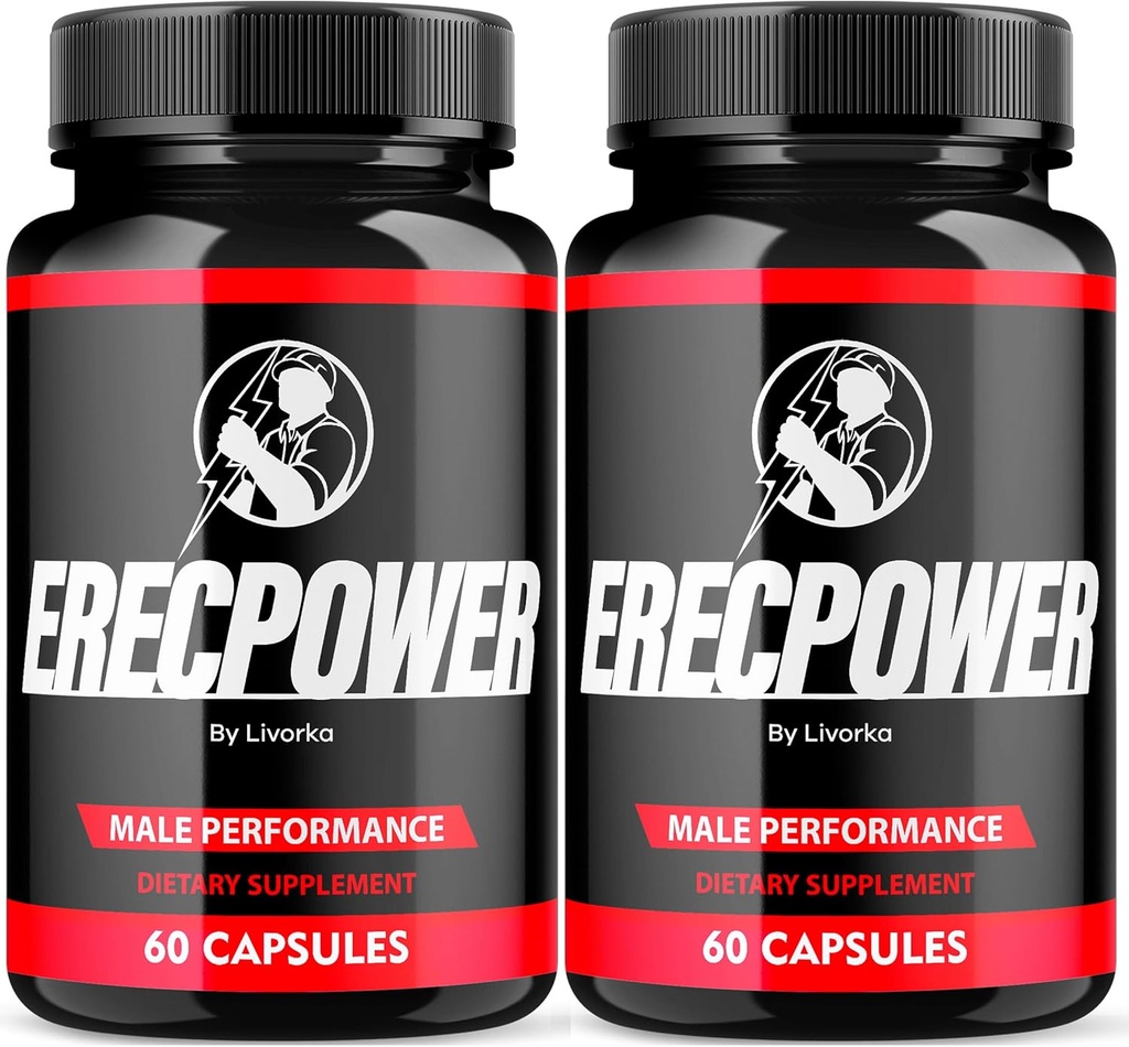 LIVORKA Erecpower Multivitamin Male Performance Capsules pour la santé masculine, formule avancée - 120 capsules (2 mois d'approvisionnement) - Pack de 2