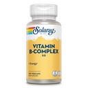 Solaray Complexe Vitamine B 50 mg - Vitamines d'énergie cellulaire - Métabolisme et soutien de la santé nerveuse avec vitamine B12, vitamine B1, B6, Niacine, acide folique, biotine et autres vitamines B - Vegan, 100 VegCaps