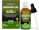 ORZAX Origan gouttes d'huile d'olive - 88% Carvacrol et 0,3% Thymol - Sans OGM et sans sucre et sans gluten et végétalien - Supplément à base de plantes pour le soutien immunitaire et la santé digestive - 30 ml - 200 jours d'approvisionnement