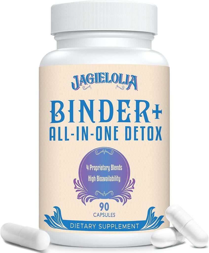 All-in-One Detox Binder Supplément 1500 MG - haute biodisponibilité, foie Gut Detox Cleanse avec charbon activé, zéolite et argile de bentonite pour les toxines, foie, digestif, 90 capsules végétaliennes