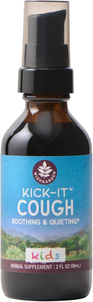 WishJarden Herbs Kick-It Tough pour les enfants - Coussin naturel pour les enfants et les enfants Expectorant aide calme Toux étouffée et Soothe Gorges douloureuses, sûr et efficace pour les enfants 0-12, 2oz