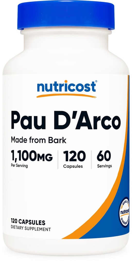 Nutricost PAU D'Arco Inner Bark 1100mg, 120 Capsules végétariennes (60 portions) - Sans OGM et sans gluten