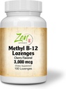 Meilleurs vitamines et B12 métholés avec supplément d'acide folique - avec vitamines B-6, acide folique, biotine - Soutien de la santé cardiovasculaire, système immunitaire sain, cerveau et fonction nerveuse - 100 Lozenge