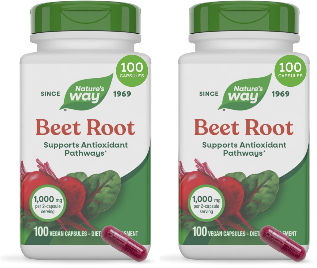 Racine de betterave naturelle, 1 000 mg par portion, 100 capsules végétariennes (paquet de 2)