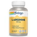 SOLARAY L-Arginine 500 mg, Supplément à oxyde nitrique, Endurance, Énergie, Soutien de la santé cardiaque, 100 portions, 100 VegCaps