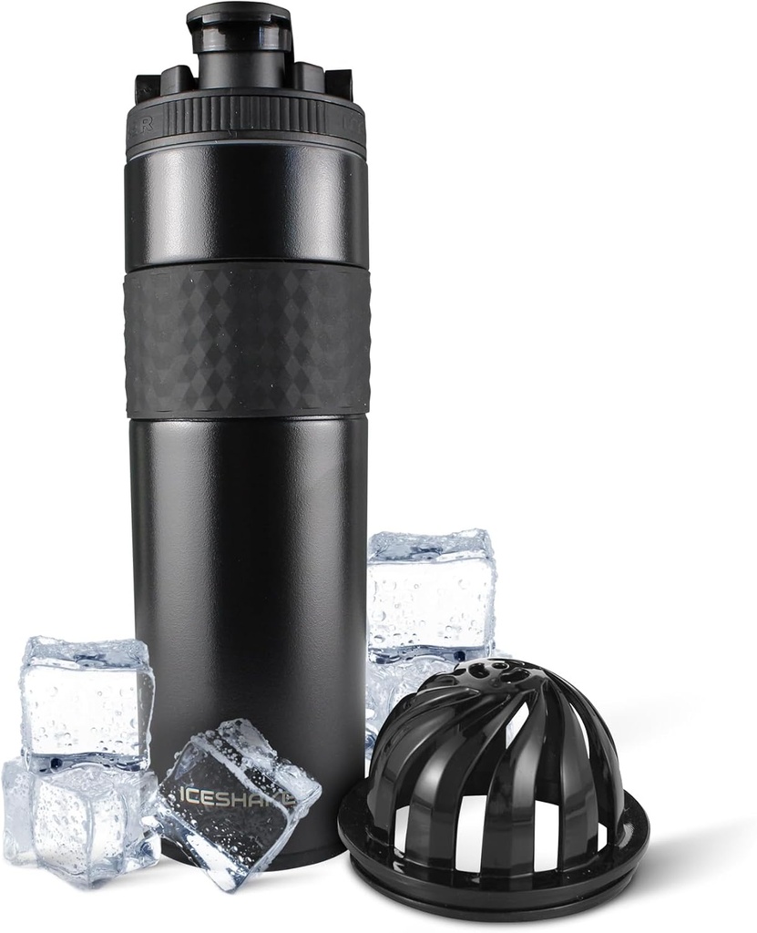 Bouteille de Shaker Inoxydable Ice Shaker 20 oz, noir, froid pour plus de 24 heures