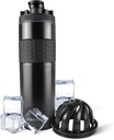 Bouteille de Shaker Inoxydable Ice Shaker 20 oz, noir, froid pour plus de 24 heures