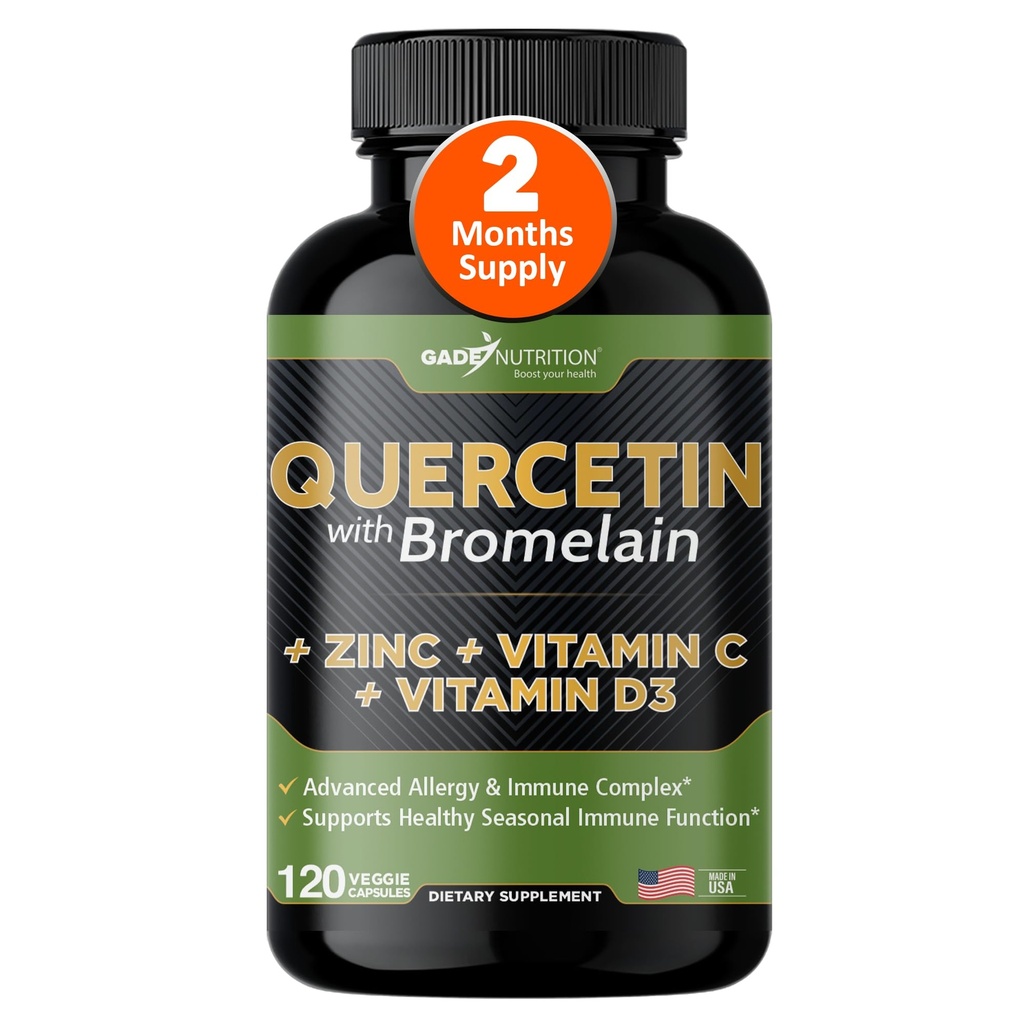 Gade Nutrition Quercetin avec la vitamine C de Bromelain et supplément de soutien aux immunos dans les capsules