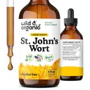 Wild & Organic St Johns Teinture de millepertuis - Support d'humeur - Calmant le supplément de millepertuis - Hypericum Perforatum gouttes liquides à base de plantes - Vegan, sucre et sans alcool - 4 fl oz