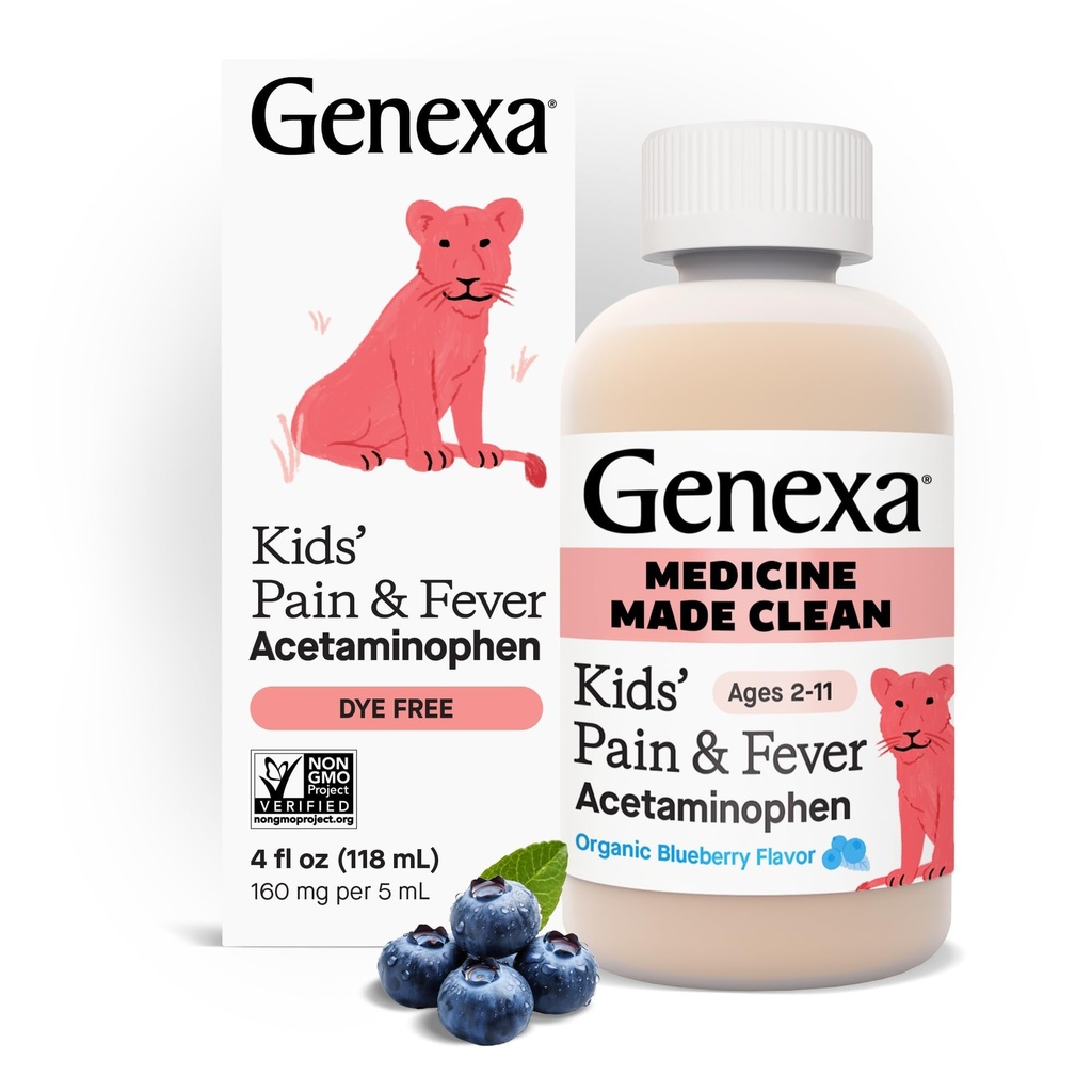 Genexa Acétaminophène propre pour les enfants. Ingrédients préférés des pédiatres.