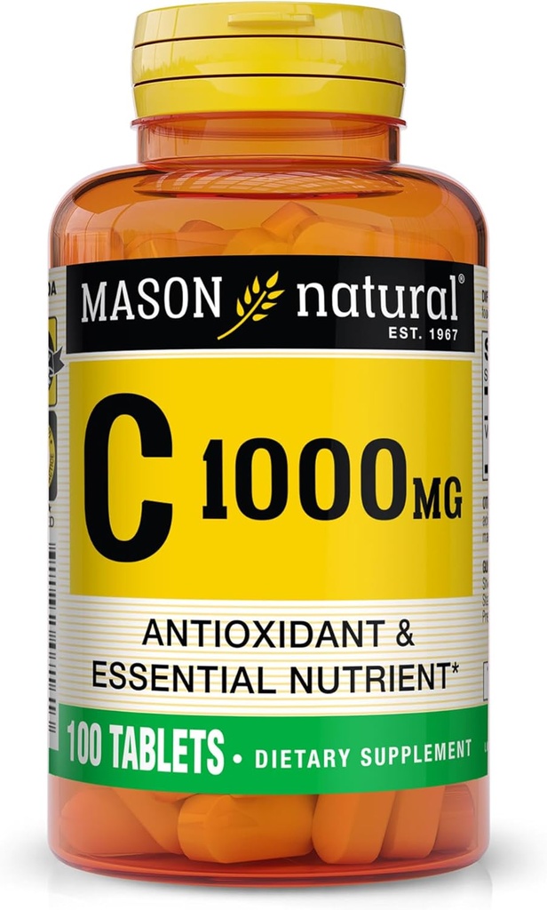 MASON NATURAL Vitamin C 1,000 mg, 100 Day Supply, Supports Healthy Immune System, Antioxidant and Essential Nutrient, 1 Pack