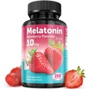 Comprimés de mélatonine - Supplément alimentaire de 10 mg - Aromatisés aux fraises - 200 comprimés végétaliens - par NextGenU