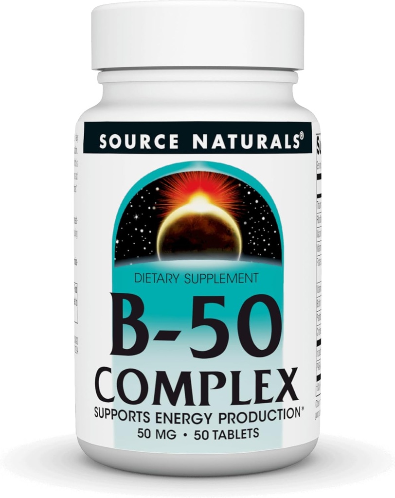 Source Naturals B-50 Complexe, soutient la production d'énergie* - 50 comprimés