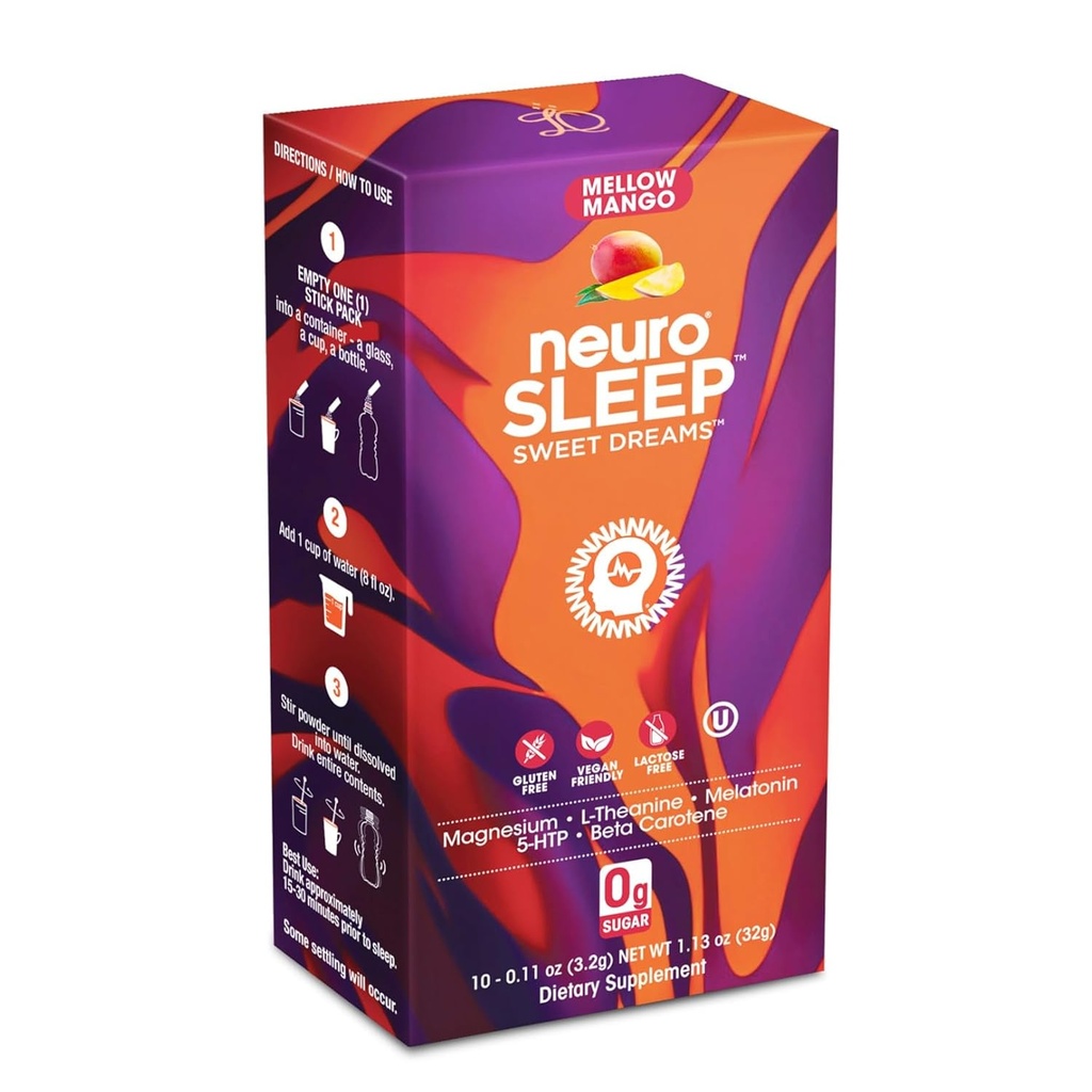 Neuro Sleep Mellow Mangue, bâton de poudre (paquet de 10)