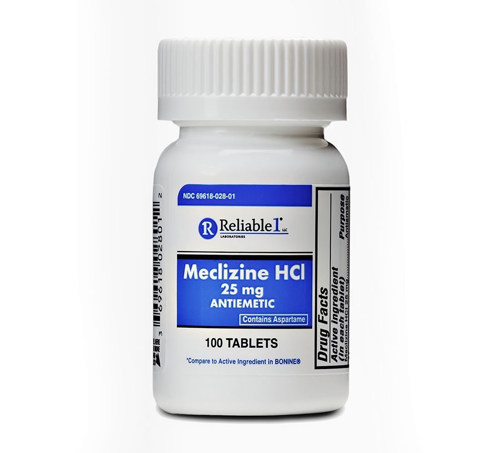 Fiable-1 Laboratoires Meclizine HCL 25mg 100 Comprimés (1 bouteille)