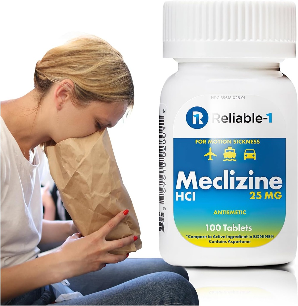 Fiable-1 Laboratoires Meclizine HCL 25mg 100 Comprimés (1 bouteille)