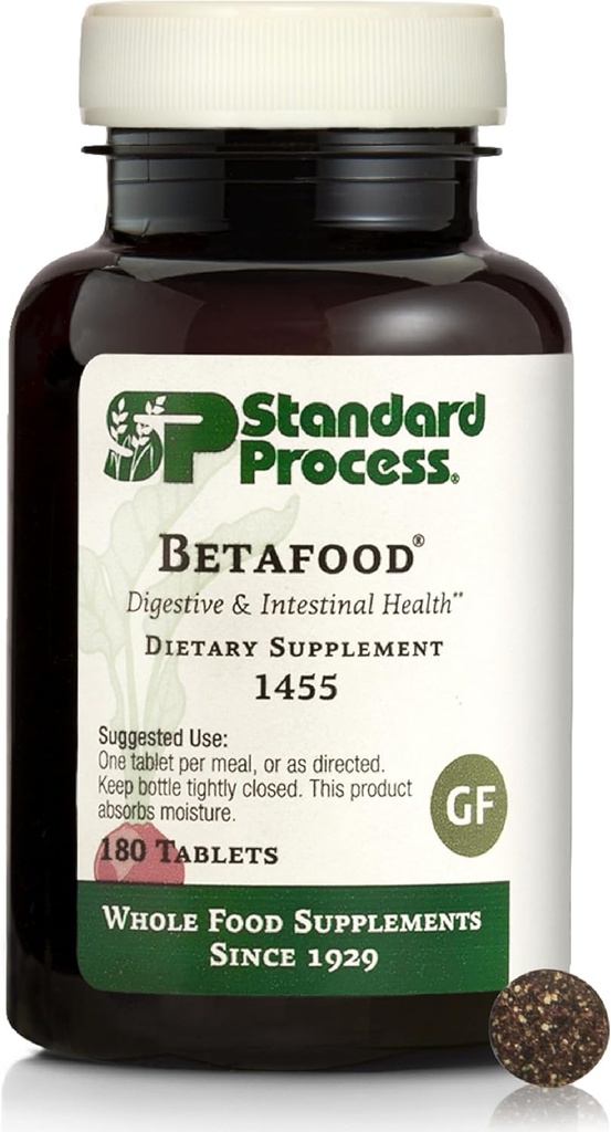 Standard Process Betafood - Digestive Health and Liver Support Supplement with Whole Food Blend of Oat Flour, Organic Beet Root, and Organic Beet Juice - 180 Tablets