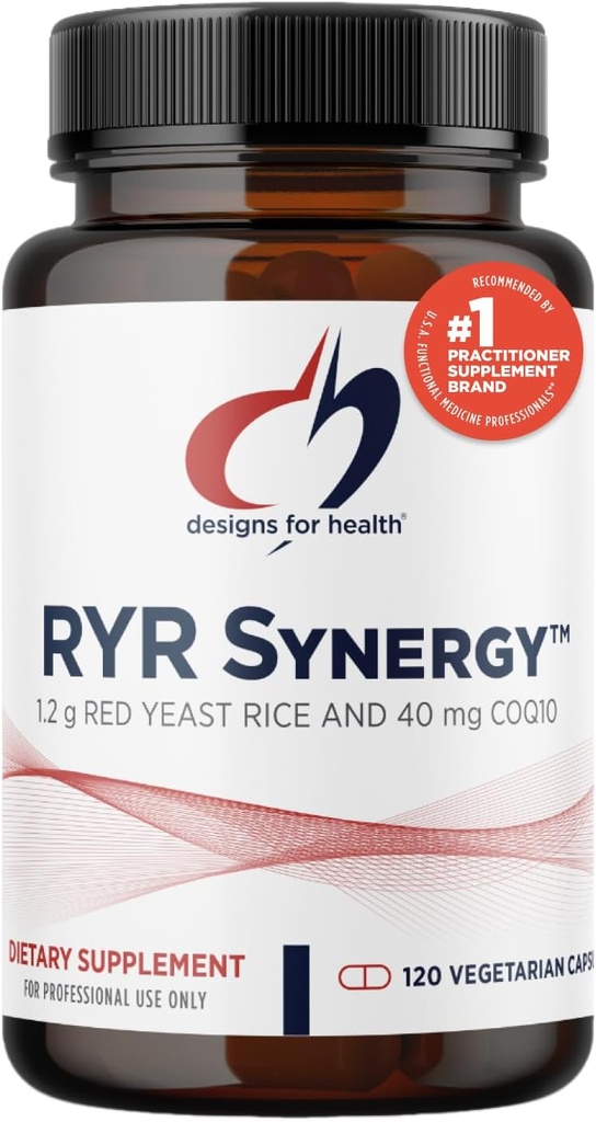 Conceptions pour la santé RYR Synergy - Supplément de riz de levure rouge - 1200mg Riz de levure rouge + CoQ10 pour soutenir la santé cardiovasculaire + maintien des niveaux de lipides dans la gamme normale (120 capsules)
