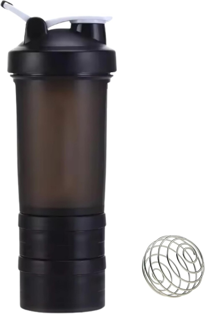 Bouteille de shaker protéinique avec compartiments de stockage