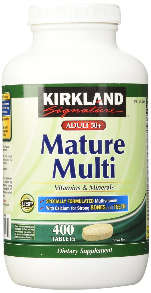 Kirkland Signature Adultes, 50 plus multivitamines et minéraux matures, comprimés de 400 tasses
