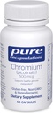 Encapsulations pures Chromium (Picolinate) 500 mcg - pour le métabolisme des lipides et des glucides* - Supplément minéral - Supplément supérieur à l'absorption Chromium - Sans végétalien et sans gluten - 60 capsules