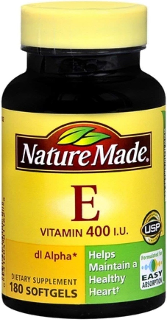 Nature faite dl-Alpha Vitamine E 400 UI Softgels 180 gels doux (paquet de 8)