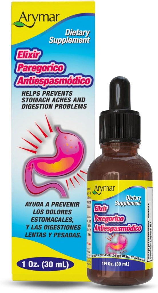 Arymar Elixir Paregorico Antiespasmodico - Supplément de soutien digestif - 1 oz